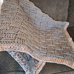 Handmade Chunky Crocheted Blanket Large 48&quot; x 64&quot; Soft Medium Gray Modern Afghan Birthday Gift Throw for Couch New Blanket Warm Knit Blanket