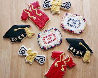Custom Graduation Cookies, Personalized Grad Cookies, Grad Party Favor, 2024 Grad, Grad Sugar Cookies, Grad Cap Cookie, Diploma, Grad Robe