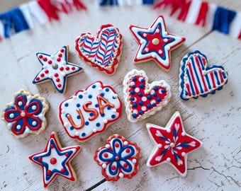 Patriotic Homemade Sugar Cookies: USA, 4th July, Memorial Day Gift, INDIVIDUALLY PACKAGED