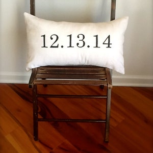 RESERVED for Amanda...Personalized Wedding or Anniversary Date Pillow Cover in Black with white text