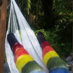 Rainbow tie-dye thigh high socks image 2