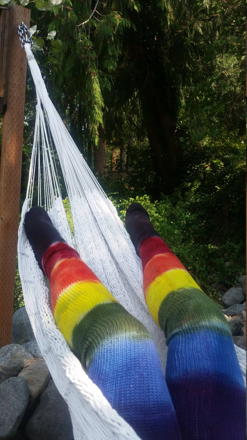 Rainbow tie-dye thigh high socks image 2