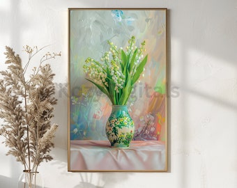 Birth Month May Lily of the Valley Flowers in Vase | Vintage Floral Art Print | Printable Wall Art | Instant Digital Download
