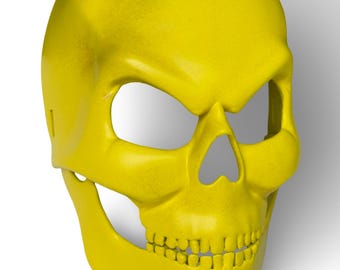 Yellow Cartoon Skull mask with movable jaw.