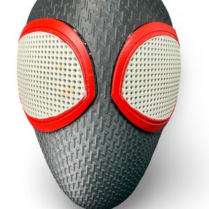 Miles Morales helmet from Into the Spider-verse movie. Held by magnets.