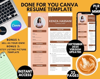Done For You Canva Resume Template 2025 | 22 Editable Minimalist Resumes | Corporate Professional | PLR | Customize & Resell
