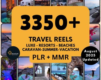 Paquete de Reels de viajes sin rostro / Más de 3000 videos de lujo, playa y aventura / Banco de contenido listo para usar / Canva, MRR y PLR / Instagram, TikTok