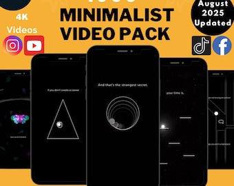 Paquete de videos con más de 1000 elementos visuales minimalistas (2025) / Clips sin rostro inspirados en Dan Koe / PLR + MRR / TikTok, Instagram, cortos / Editable