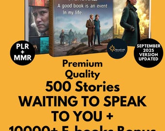 May include: Image of three book covers with the text "STENDHAL: A good book is an event in my life." The image also includes the text "Premium Quality 500 Stories WAITING TO SPEAK TO YOU + 10000+ E-books Bonus."