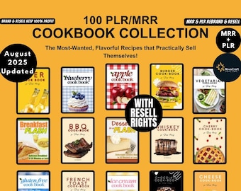 PLR CookBook Bundle 2025 | 100 Digital Recipe eBooks with Resell Rights | Passive Income | Editable Digital Product | MRR