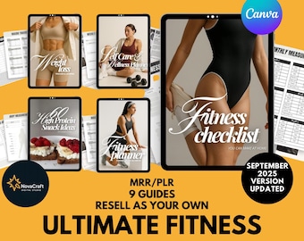PLR Fitness & Wellness Bundle 2025 | 9 Editable eBooks + Weight Loss Planner, High Protein Snacks | Resell Rights (MRR/PLR)