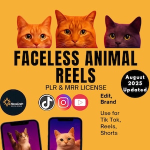 Pacote com mais de 1.300 vídeos virais de gatos 2025 | Vídeos de animais de estimação sem rosto para TikTok, Instagram Reels e YouTube Shorts | Licença PLR e MRR | Editável