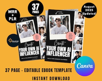 Create Your Own AI Twin Guide 2025 | Digital Avatar Monetization Toolkit | Step-by-Step PLR + MRR eBook | Editable Canva Template