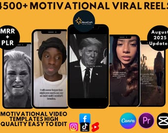 4500以上のモチベーションを高めるリールバンドル2025 | TikTok、Instagram、Facebook動画、YouTubeショート動画 | 顔なしMRR+PLR | 編集可能なCanvaテンプレート
