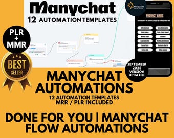 ManyChat Automation Flows 2025 | PLR + MRR | DFY Chatbot-mallar, Messenger-automation, omprofilering och återförsäljning | Digital nedladdning