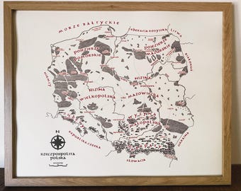 Hand-drawn Fantasy Map of Poland - Art Print