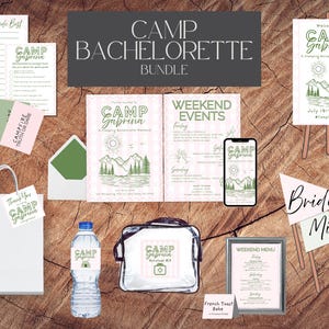 Camp Bachelorette Party Bundle, Camp Bach Printable, Glamping Invitation, Bachelorette Games, Bachelorette Itinerary, Invitation Bundle