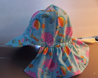 Childrens sun hat with protective neck guard