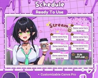 Cronograma de transmissão do tema Blueberrys Coffe para sua transmissão - Cronograma do Vtuber - Cronograma do Youtuber