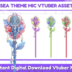 Sea Theme Vtuber Microphone, Vtuber asset, Vtuber mic, asset Accessories, Asset Download, Asset Vtuber, Accessories For your streaming
