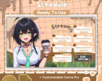 Cronograma de transmissão do tema Mocca Coffe para sua transmissão - Cronograma do Vtuber - Cronograma do Youtuber
