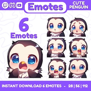 Emotes Instant download - Cute Penguin Emotes - Anime Penguin Emotes - twitch Emote - Vtuber Emotes - Animal Emotes - Emotes for Stream