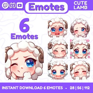 Ready to use file : CUTE LAMB Animal Twitch Emotes Package | Gift Emotes | Lamb Emotes | Twitch Gift | Cute Animal Emotes | Twith Emotes