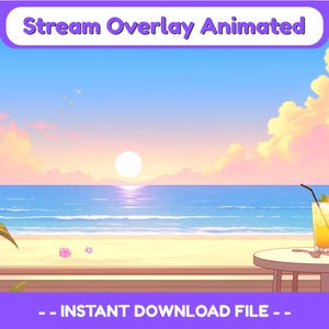 Beach Twitch Stream Package, Animated Overlay, Twitch Screen, Stream overlay, Aesthetic Twitch Overlay for OBS, Streamlap, Beach overlay