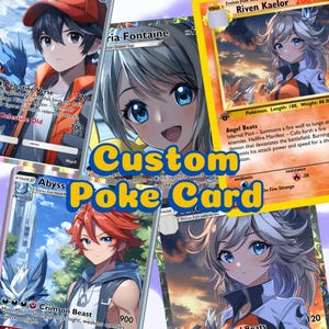 VENTE ! Affiche d'anime Pokémon, carte personnalisée, carte personnalisée portrait de dresseur Poke, anniversaire, carte Pokémon, carte Poke, illustration d'anime
