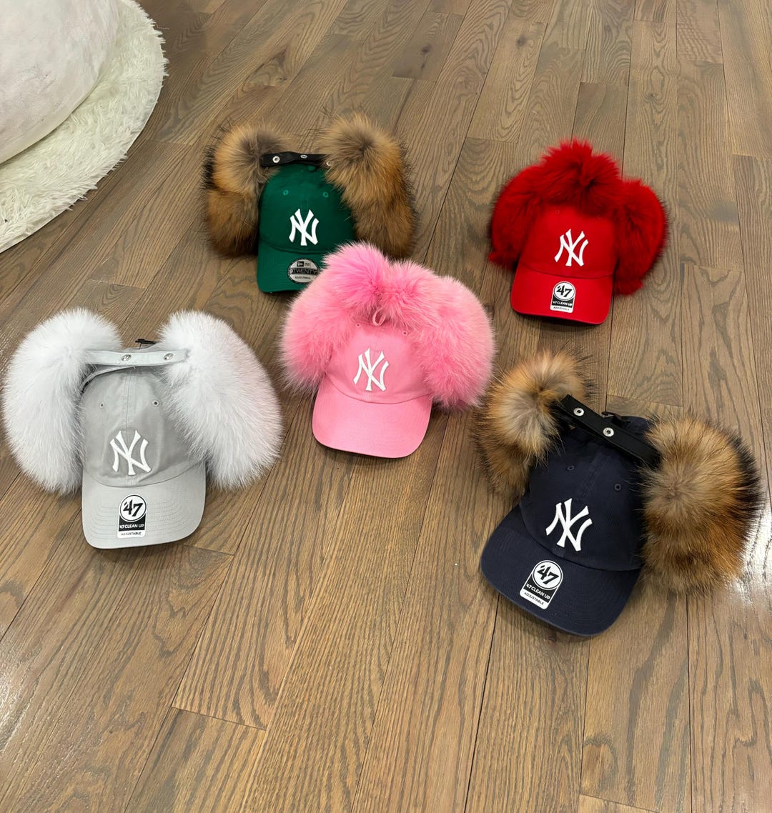 Real Rabbit Fur Snapback Yankee Dad Hat