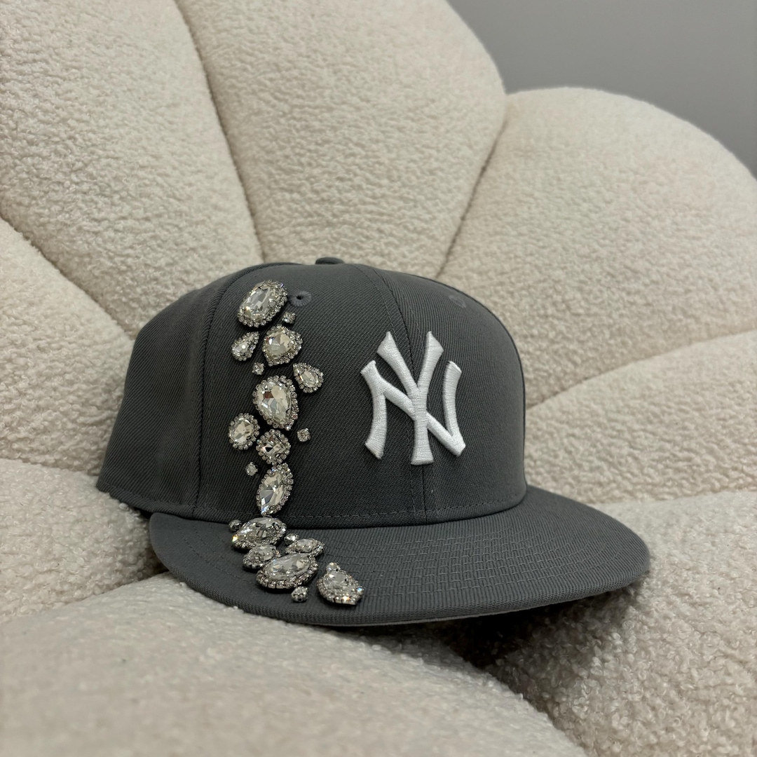 Bedazzled Rhinestone NY Fitted Cap - Etsy