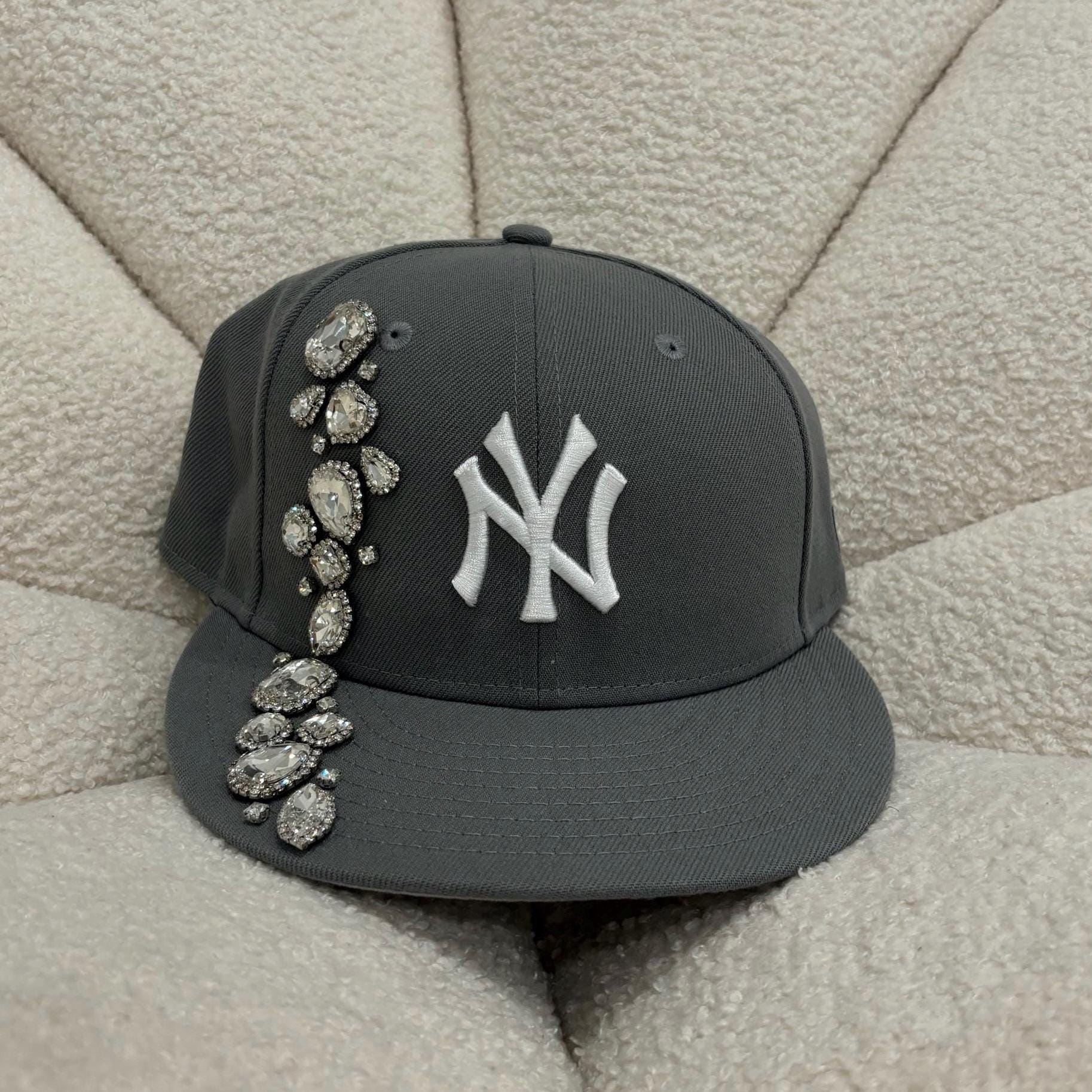 Bedazzled Rhinestone NY Fitted Cap - Etsy display picture 3