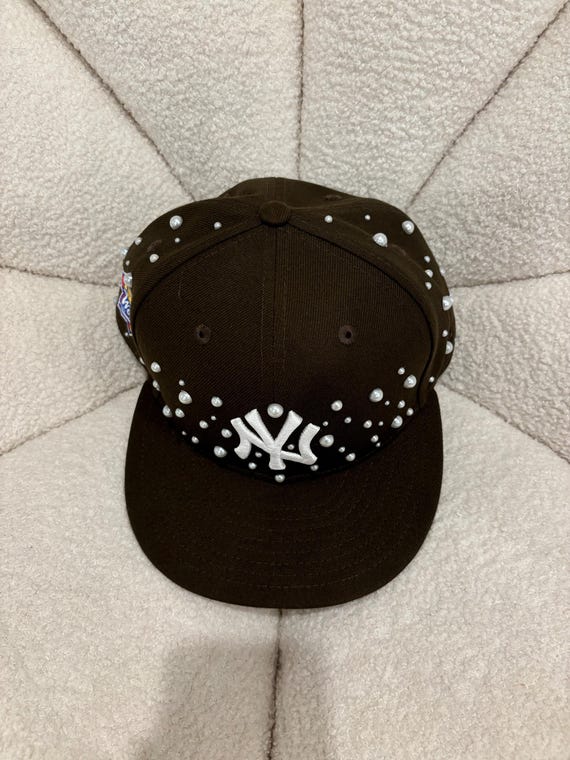 Pearl Jeweled Rhinestone NY Fitted Cap - Etsy display picture 3