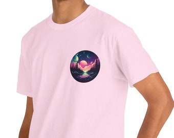 Unisex Heavy Cotton Tee Abstract Art Short Sleeve Round Neck T-shirt