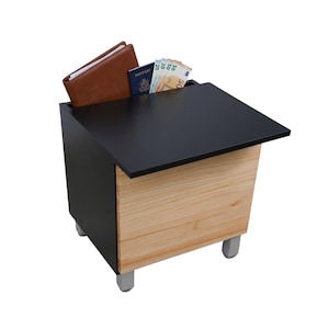 Nightstand with hidden secret compartment, invisible camouflaged safe, RFID or NFC electronic lock, secure money storage