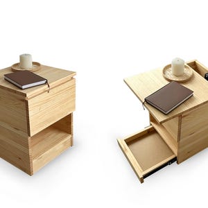 Mesa de cabeceira secreta com compartimento oculto e fundo duplo, fechadura NFC/RFID, móvel para esconder objetos de valor