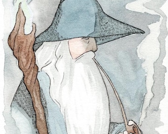 Gandalf Watercolor Print, Lord of the Rings Art (8.5x11)