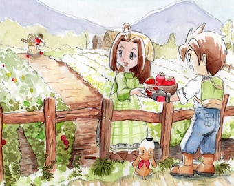 Harvest Moon Watercolor Print, A Wonderful Life Fan Art