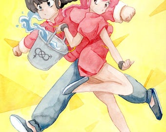 Ranma 1/2 Print, Watercolor Illustration