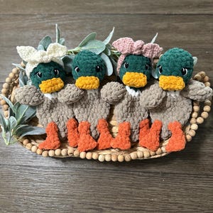 Crochet Baby Mallard Duck Snuggler, Handmade Duck Lovey, Woodland Nursery Toy, Duck Security Blanket, Baby Shower Gift, Ready to Ship