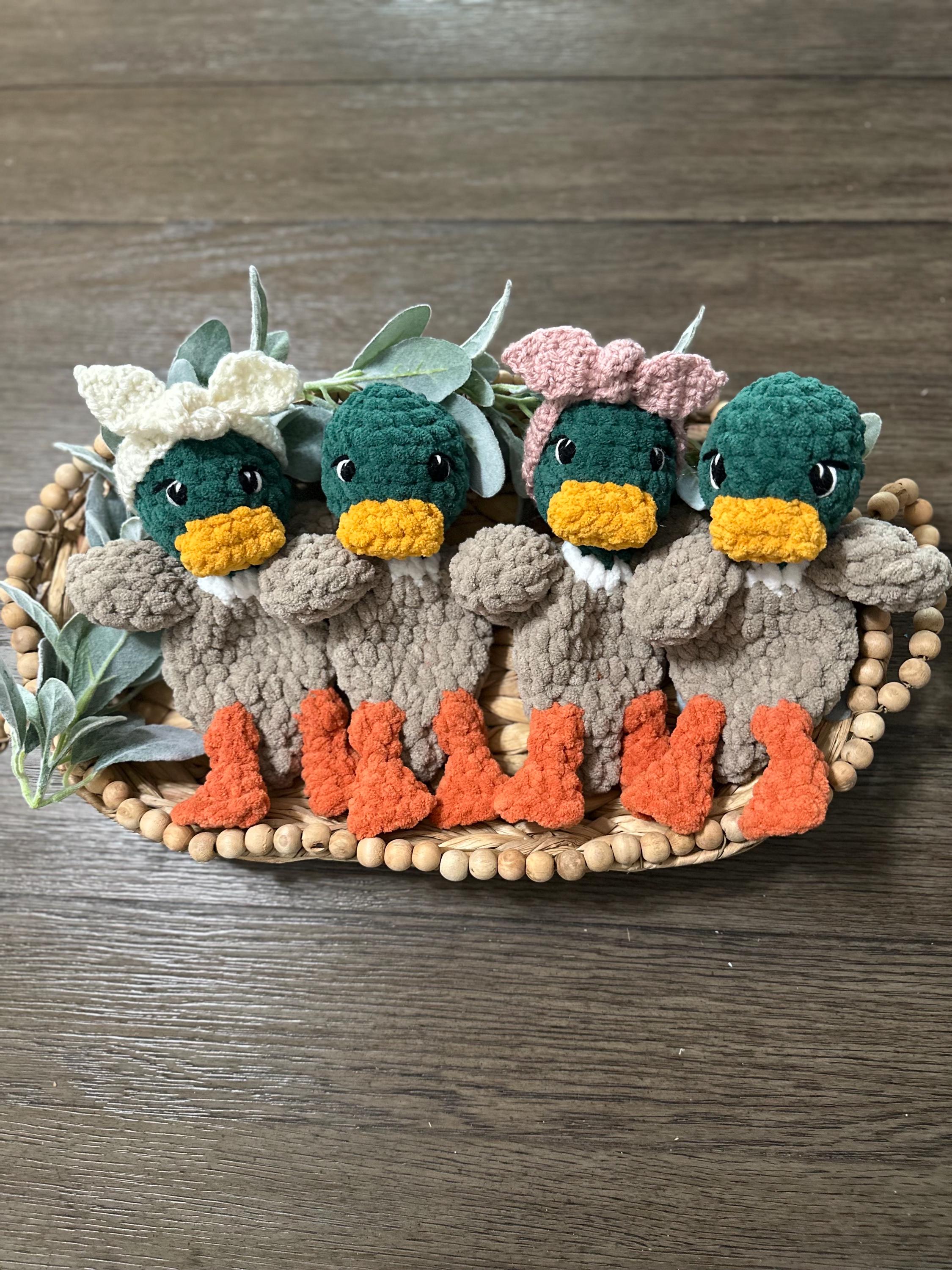 Petit Bebe Knits Baby Boys Blue Check Crochet Mallard Duck Diaper Set main image 1