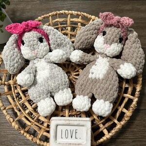 Crochet Bunny Lovey, Crochet Bunny Snuggler, Nursery Decor, Baby Shower Gift, Easter Gift, Crochet Rabbit Toy, Ready to Ship
