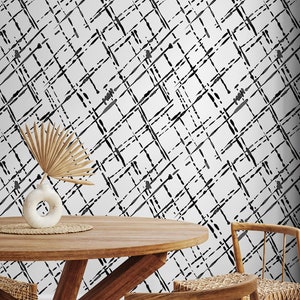 Minimalist Striped Wallpaper - Black and White Peel Stick, Monochrome Removable Wallpaper, Self Adhesive Wall Decor, Modern Home Decor