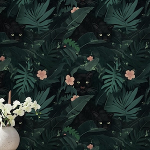 Panther Wallpaper: Peel and Stick for Moody Tropical Wall Decor