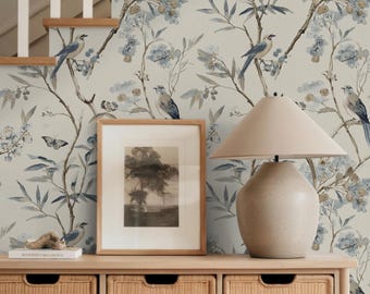 Vintage Chinoiserie Wallpaper: Peel and Stick for Elegant Powder Room