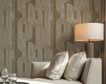 Abstract lijnkunstbehang: beige crème Japandi Peel and Stick