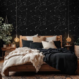 Carta da parati con mappa delle costellazioni / Carta da parati rimovibile con mappa stellare per uffici o camerette per ragazzi