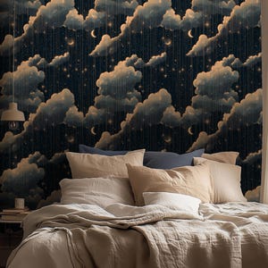 Carta da parati Starlight Rain / Carta da parati celeste preincollata per corridoi o spazi relax - Dreamy Bedrooms Peel and Stick