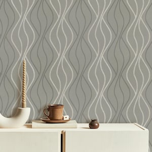 Sage Green Geometric Wallpaper, Gray Abstract Peel and Stick Wallpaper, Removable, Minimalist Green  Self-adhesive, Neutral Boho Wall Decor
