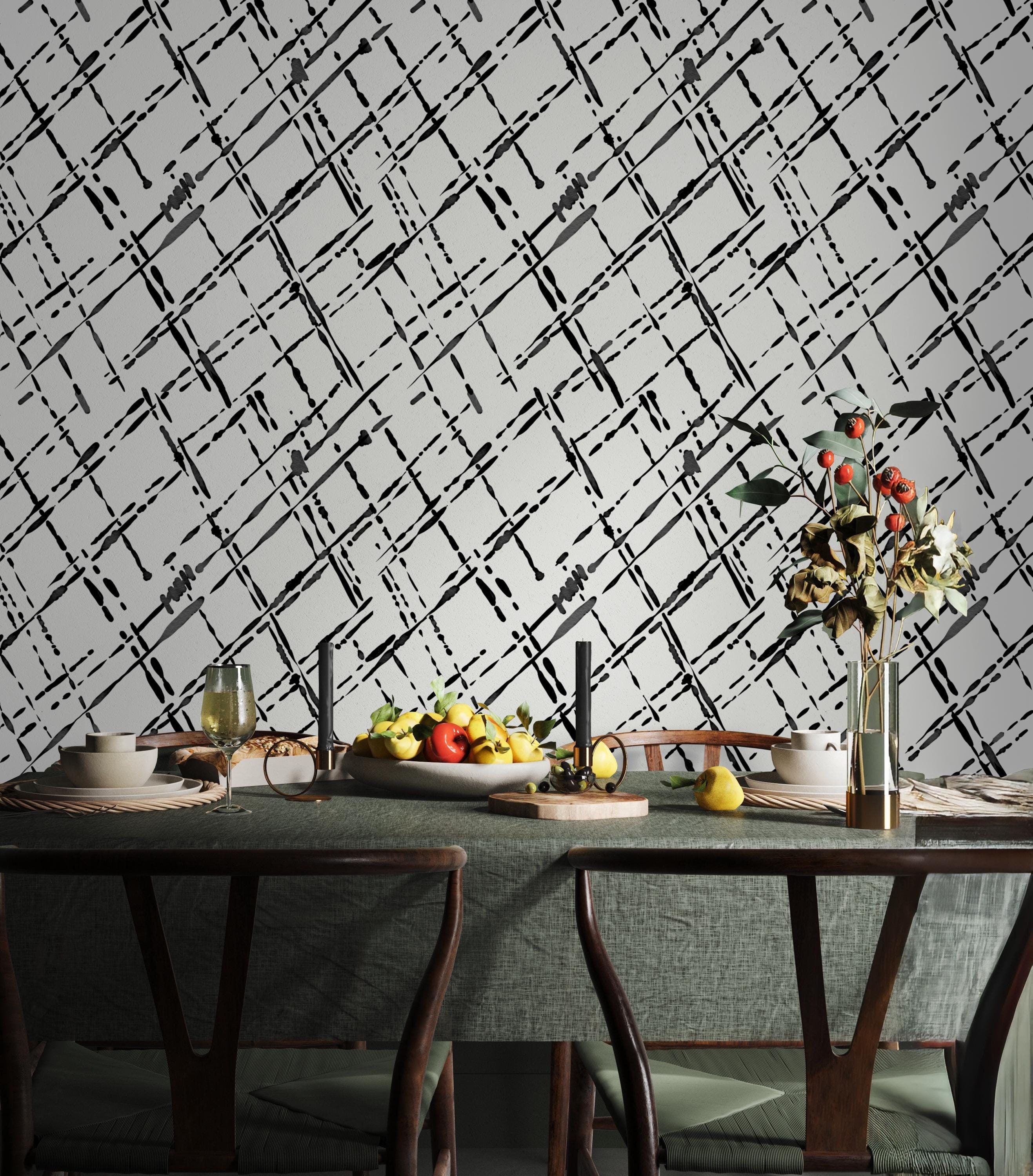 Modern Black and White Wallpaper, Minimalist Striped Wallcovering ...